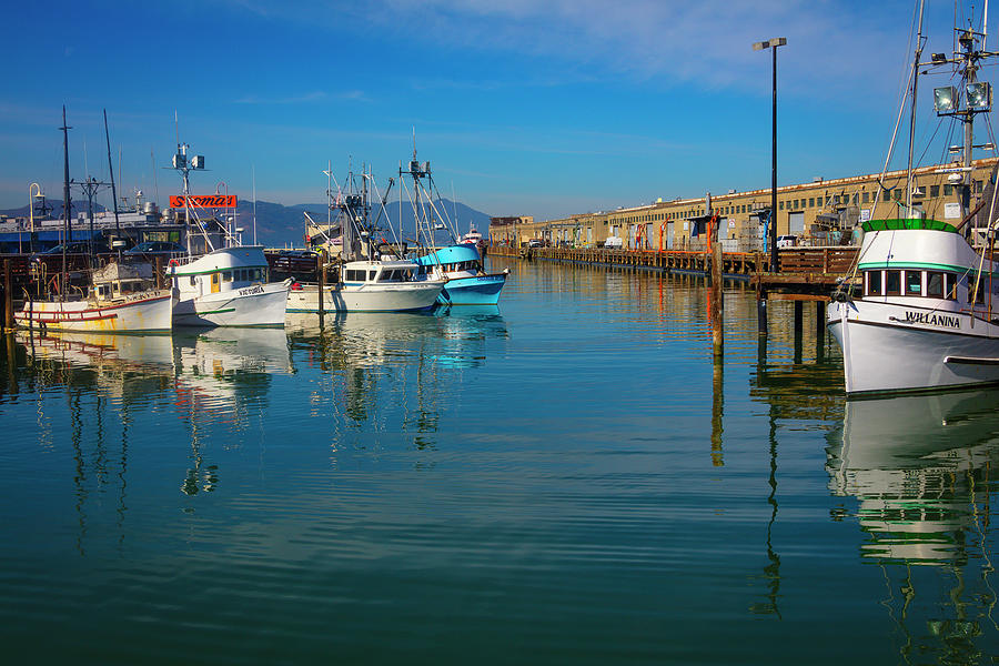 San Francisco Photograph - Fishing Boats Along Pier San Francisco by Garry Gay