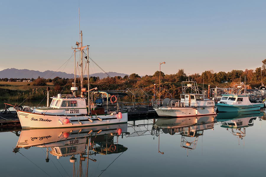 Fishing Boats at Sunset in Steveston Photograph by Michael Russell