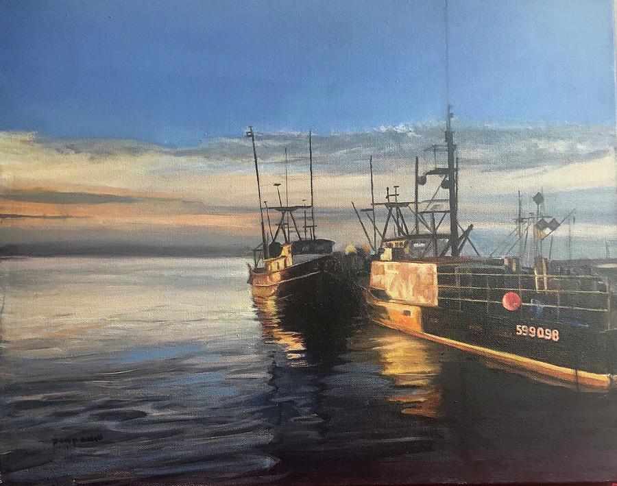 Fishing Boats Galilee Rhode Island Painting by Donna Theis - Pixels