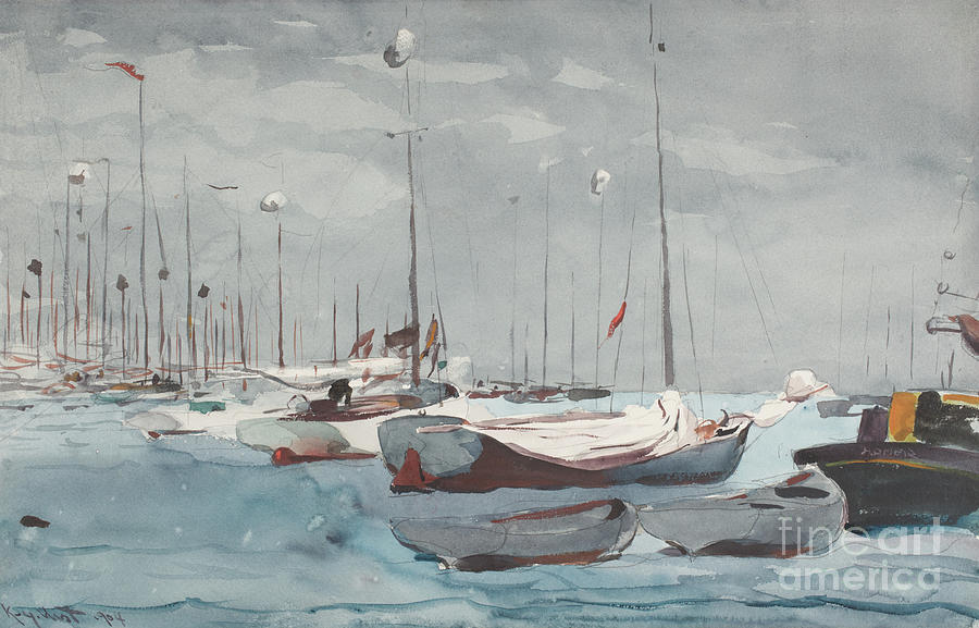 Fishing Boats, Key West, 1904 by Winslow Homer Painting by Winslow Homer
