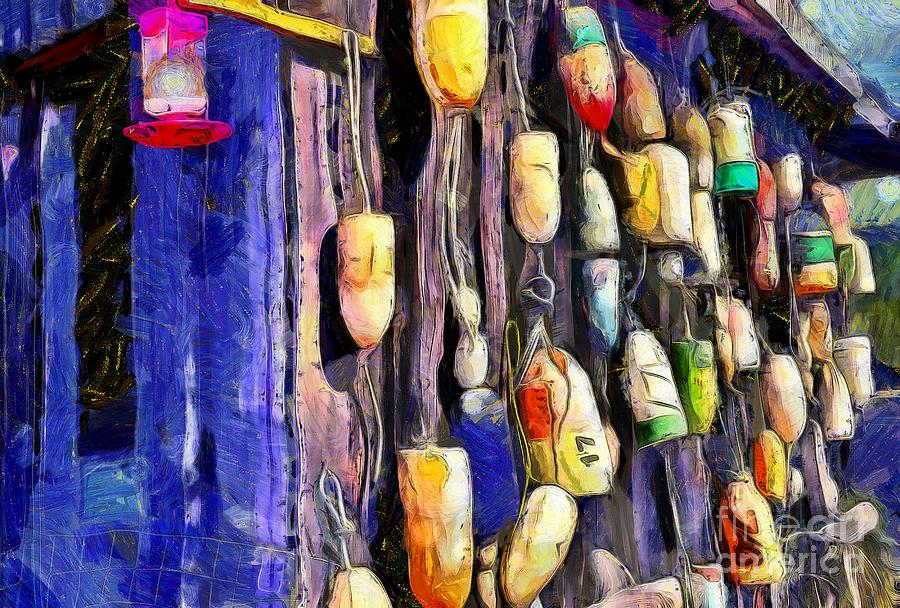 Fishing Buoys on a Rustic Building Photograph by Sea Change Vibes