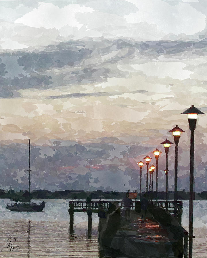 Fishing Dock at Dusk Digital Art by Robert Harris