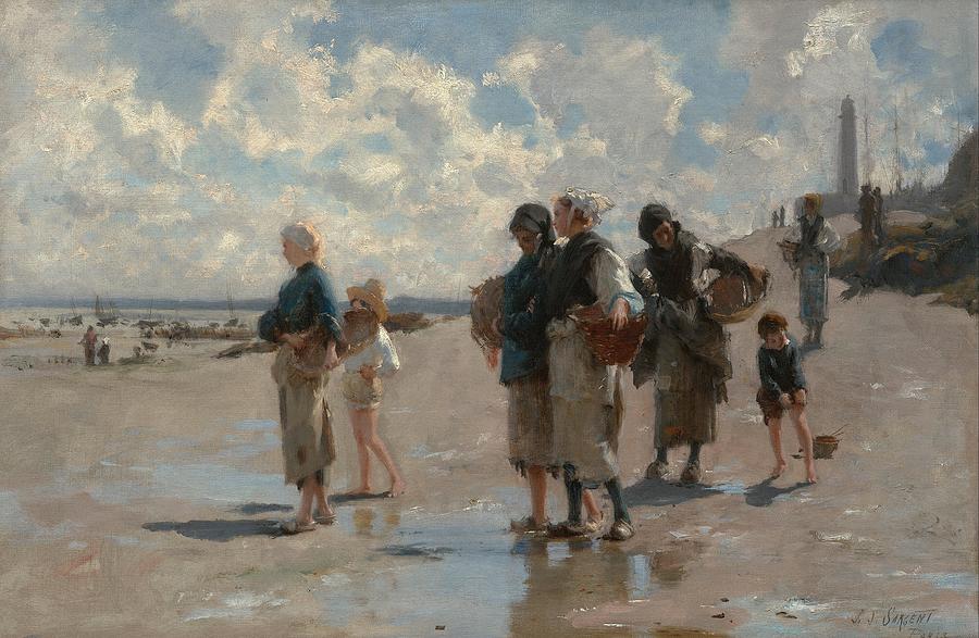Fishing for Oysters at Cancale #5 Painting by John Singer Sargent