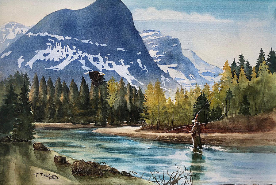 Glacier National Park Painting - Fishing Glacier by Tammy Phillips