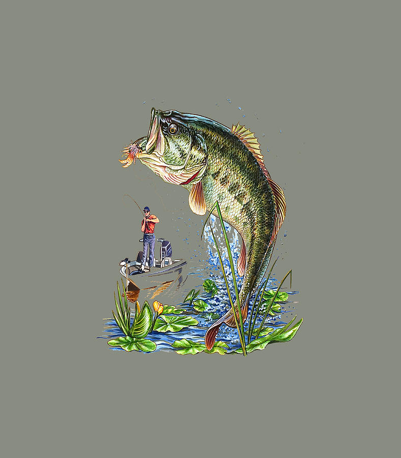 Fishing Graphic Large Mouth Bass Fish Digital Art by Gareth Zayda ...