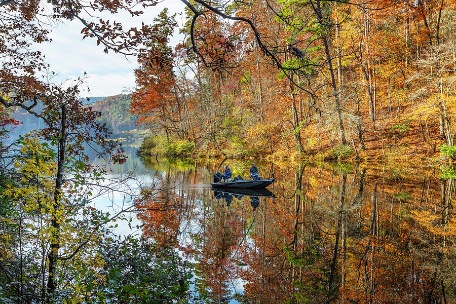 Fishing in Autumn Beauty Photograph by Debra and Dave Vanderlaan
