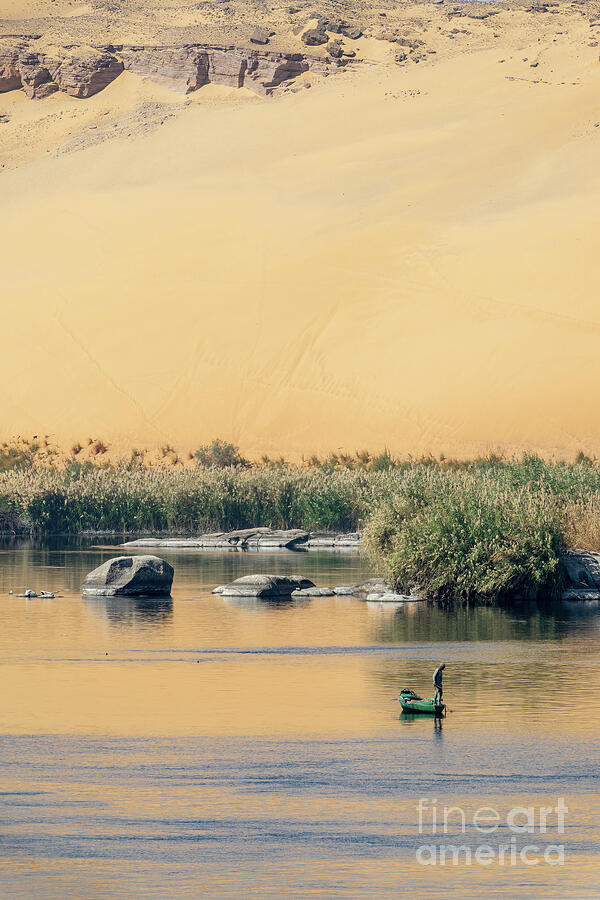 Fishing in golden water, Nile river, Egypt Photograph by Delphimages Photo Creations