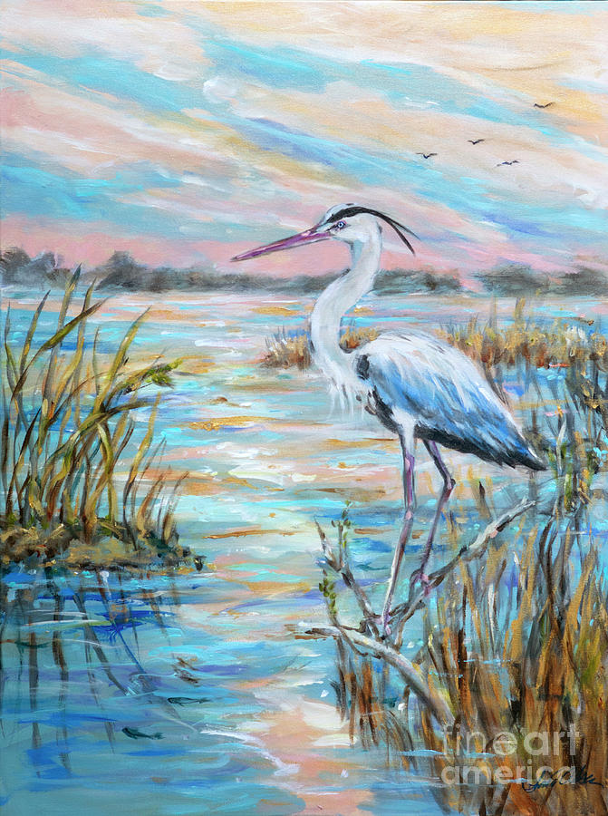 Fishing in the Grasses Painting by Linda Olsen - Fine Art America