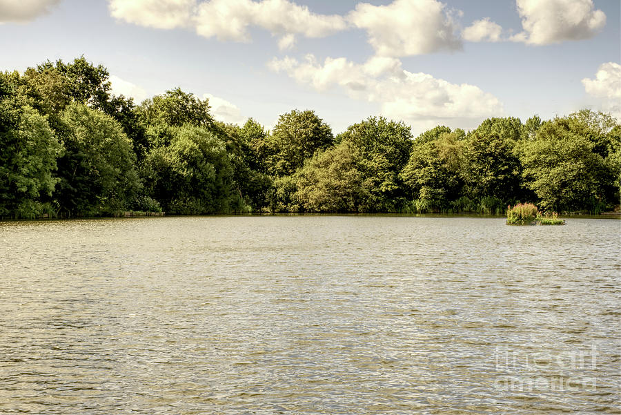 Fishing lake, Alkington, Manchester England UK. August 2021 Photograph by Pics By Tony