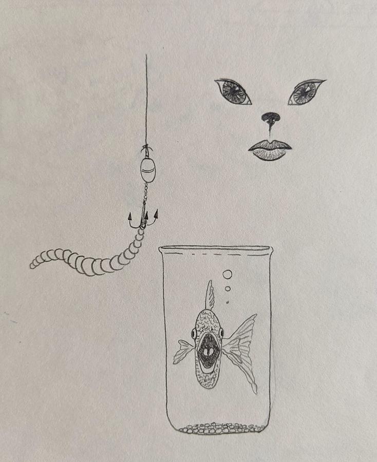 Fishing Drawing by Lisa Mutch