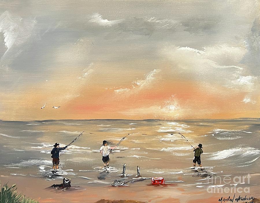 Fishing Painting by Miroslaw Chelchowski Fishing Painting by Miroslaw Chelchowski