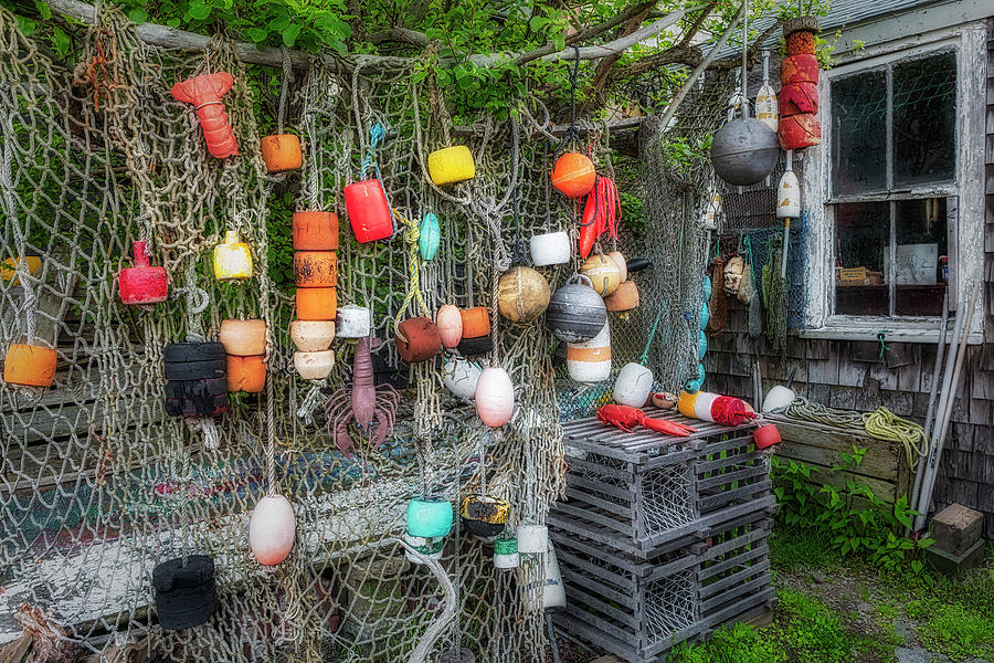 Fishing Net And Buoys Rockport  Photograph by Susan Candelario