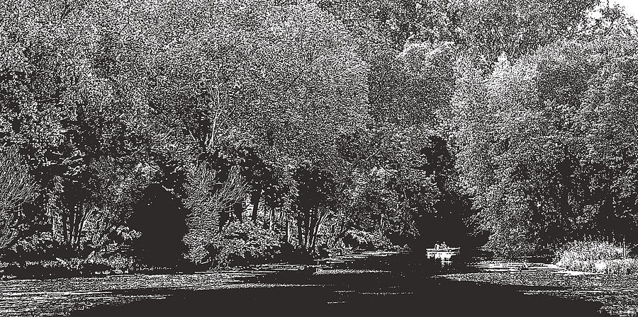 Fishing on a Minneapolis Lake during summer. Lake Of The Isles. Drawing by GeorgePeters