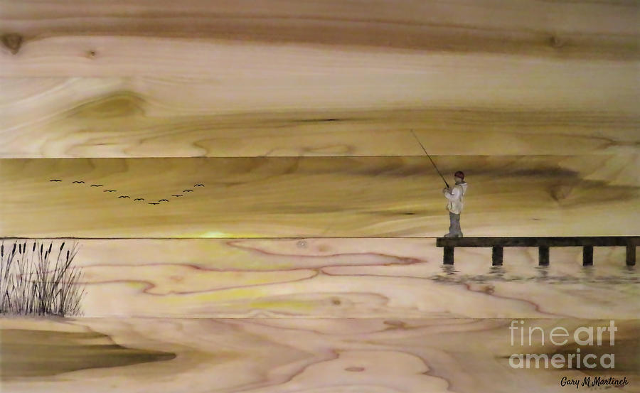 Fishing Painting - Fishing on Poplar by Gary Martinek