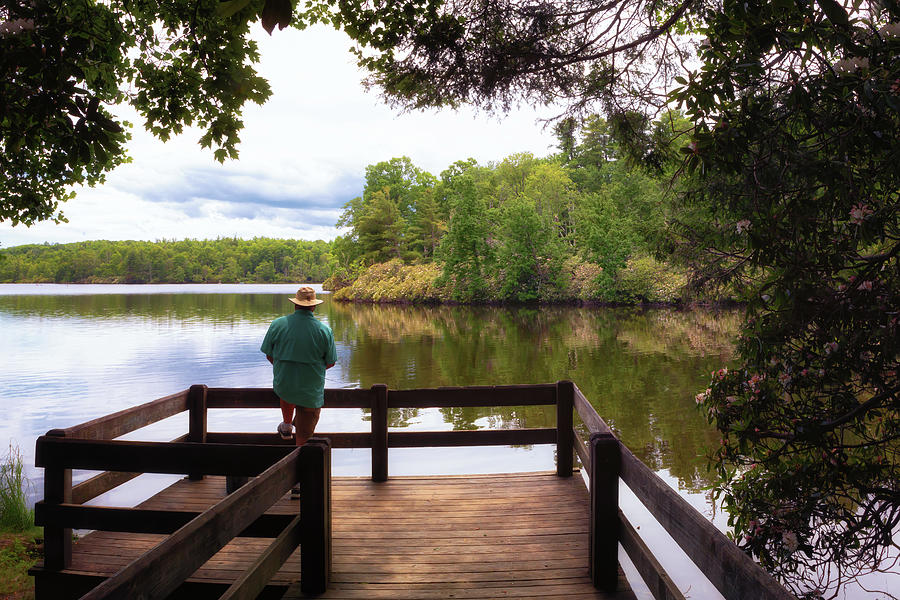 Nature Photograph - Fishing on Price Lake - Blue Ridge Parkway by Susan Rissi Tregoning
