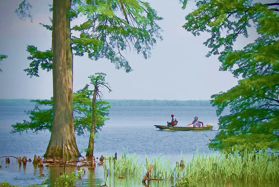 Fishing on the Lake Digital Art by Bonnie Willis