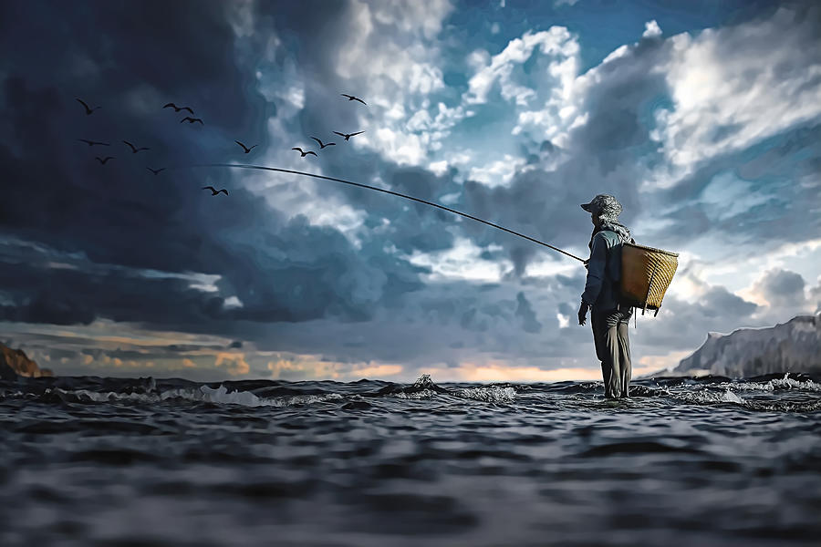 Fishing Digital Art by Phil Sampson | Pixels