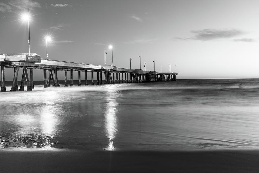 Fishing Pier in Venice Black and White  Photograph by John McGraw