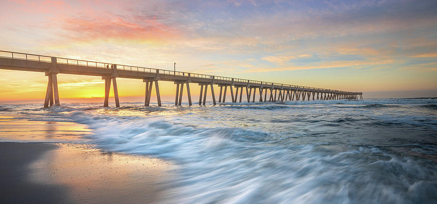 Fishing Pier Navarre Beach Florida Sunrise Panorama Photograph by Jordan Hill