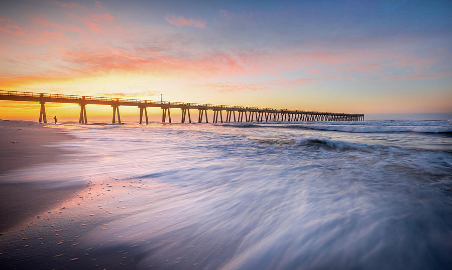Fishing Pier Navarre Beach Florida Sunrise.Seashore Photograph by Jordan Hill