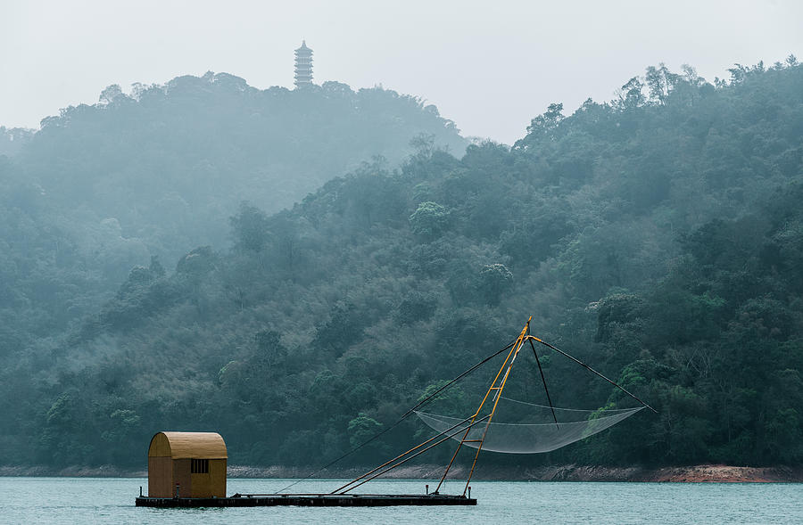 Fishing Platform and Cihen Pagoda Photograph by Alexander Kunz