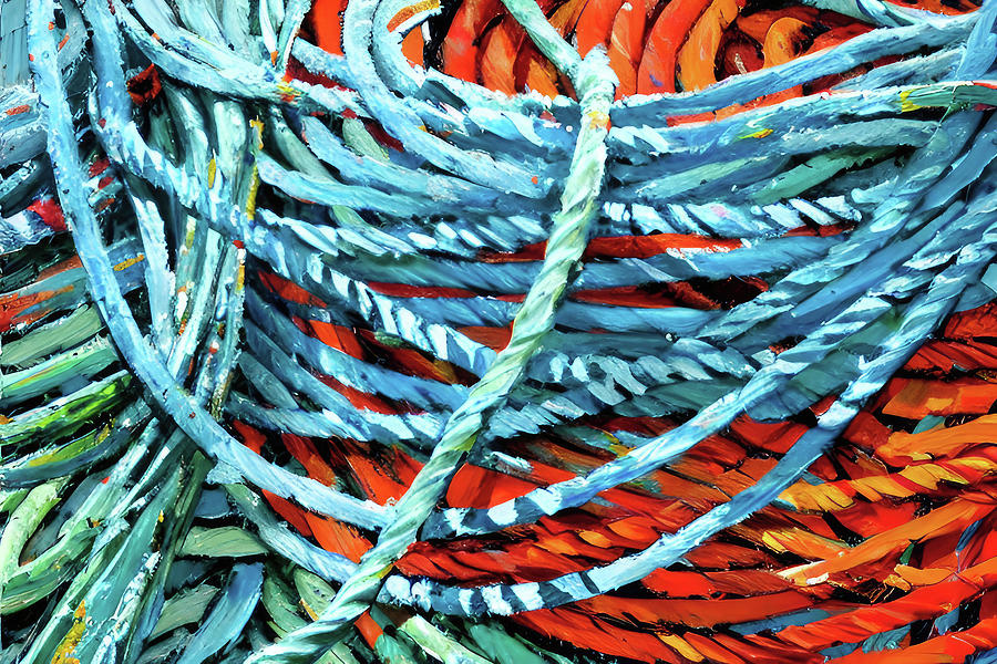 Fishing ropes in Nova Scotia Mixed Media by Tatiana Travelways