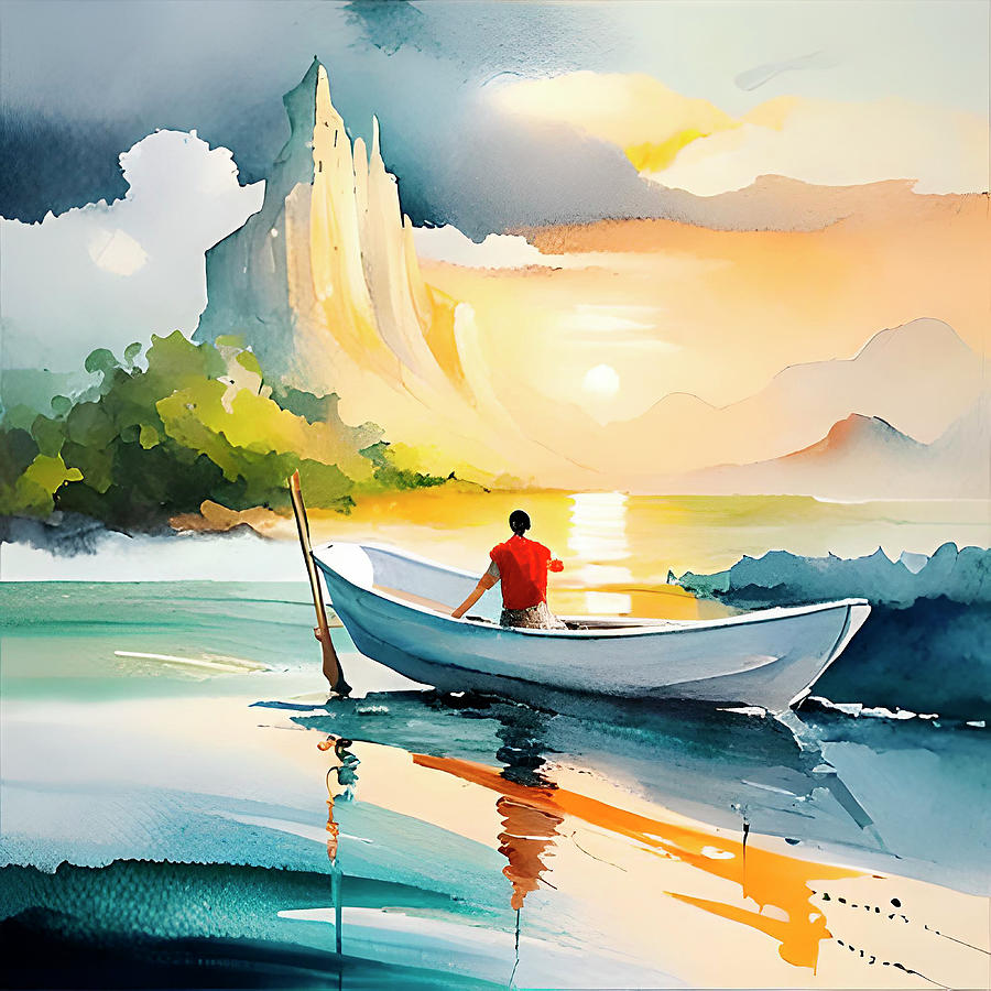 Fishing Small Boat Digital Art