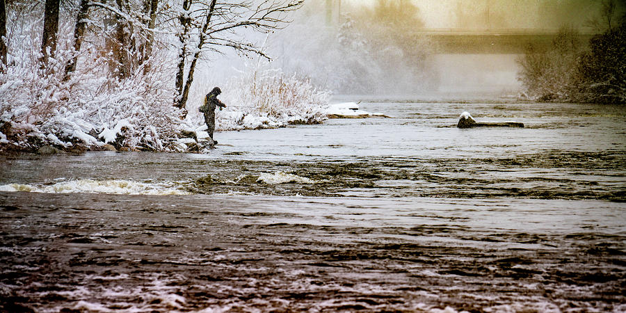 Fishing the Frozen Truckee Photograph by Janis Knight