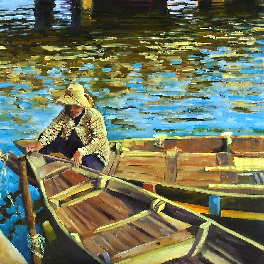 Fishing Time Painting by Elisa Arancibia