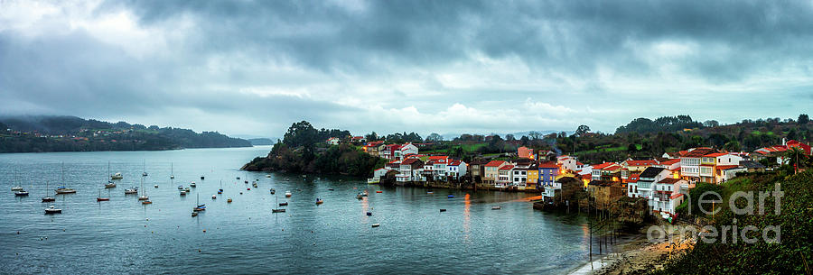 Fishing Town of Redes by Night in Ares Estuary La Corua Galicia Photograph by Pablo Avanzini