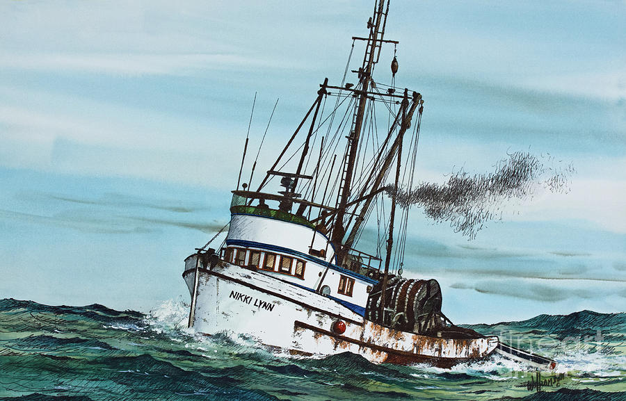 Fishing Vessel at Sea Ocean Picture Poster Boat Fish Water Art Framed Print 