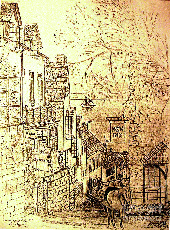An English Fishing Village Drawing by Geoff Brown