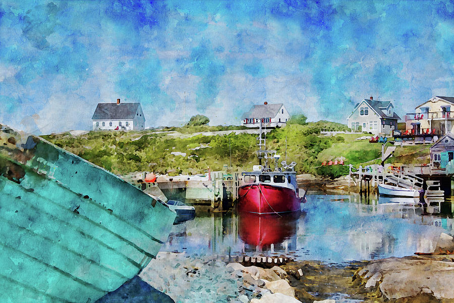 Fishing Village - Peggys Cove Mixed Media by Peggy Collins