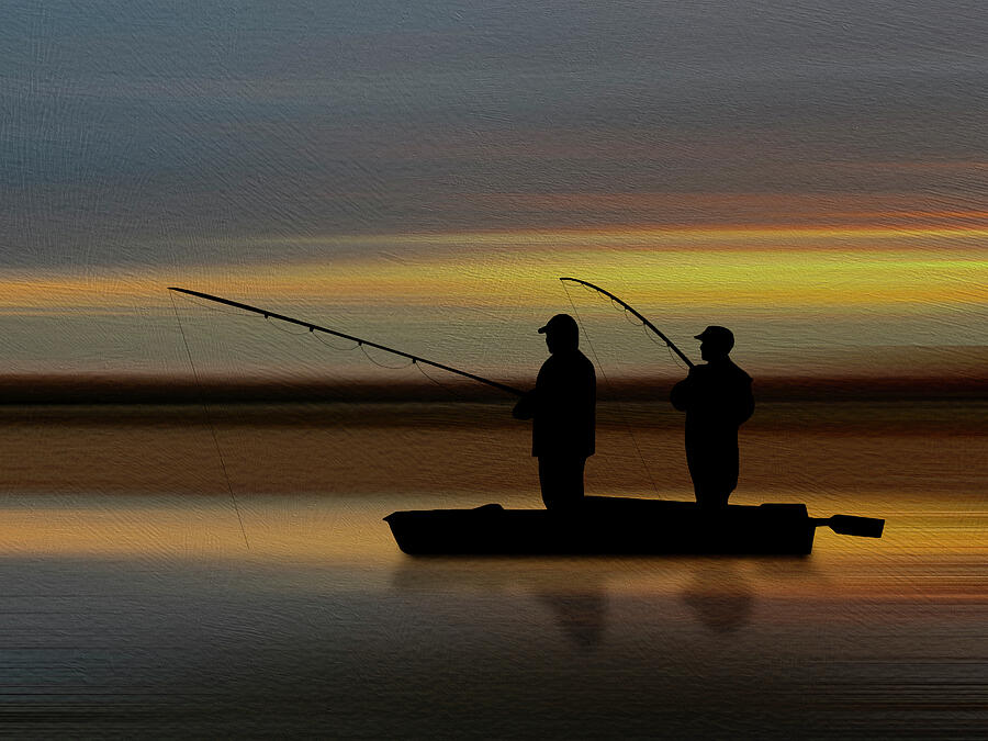 Fishing with My Son, My Friend - Painterly Photograph by Patti Deters