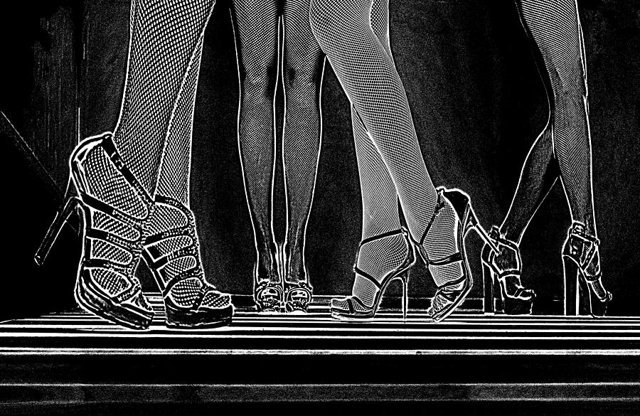 Fishnet Tights and High heels - Noir Digital Art by Marianna Mills