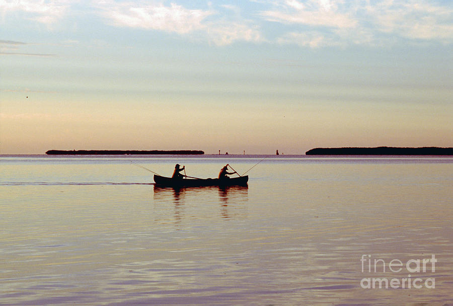 Fishermen Paddeling a Canoe on a Florida Bay Morning, Everglades #2 Photograph by Wernher Krutein