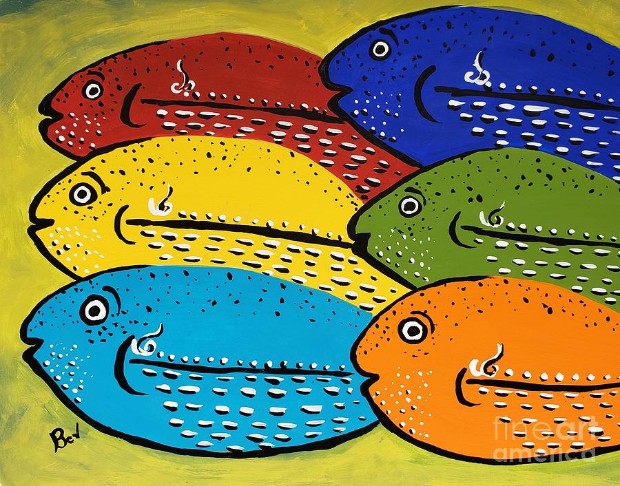 Fish Painting - Fishy by Beverly Livingstone