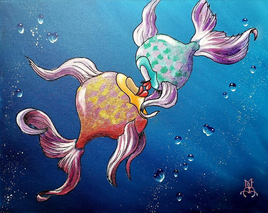 Fishy Kisses Painting by Marco Aguilar