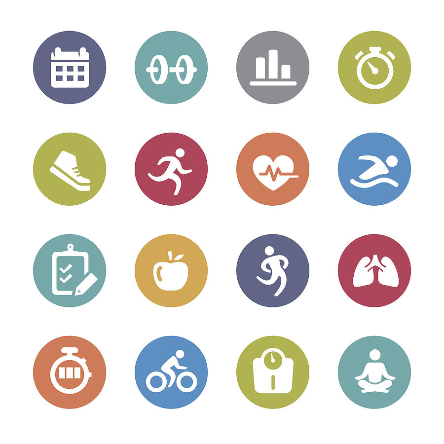 Fitness Icon Set - Circle Series Drawing by -victor-