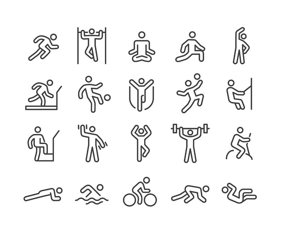 Fitness Method Icons - Classic Line Series Drawing by -victor-