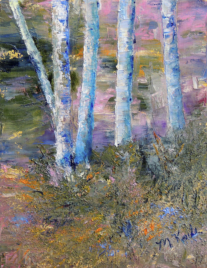 Five Birches Painting by Marsha Karle