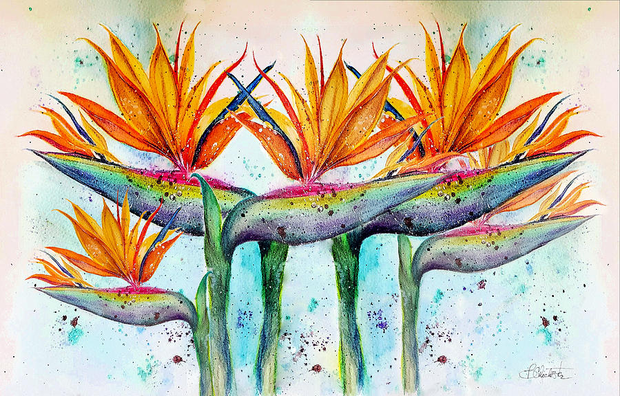 Birds Of Paradise Five Painting by Barbara Chichester