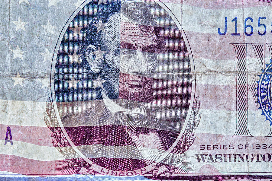 Five Dollar Abraham Lincoln Flag Digital Art by Randy Steele