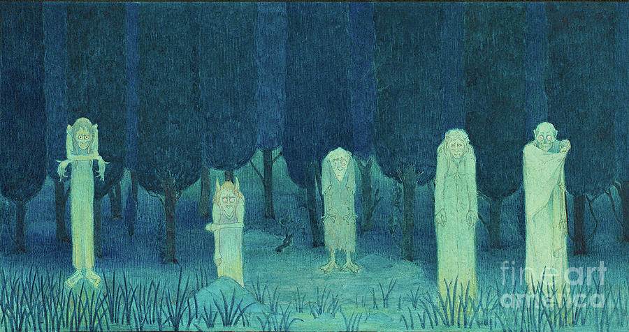 Cool Painting - Five Ghouls  by Herbert Crowley