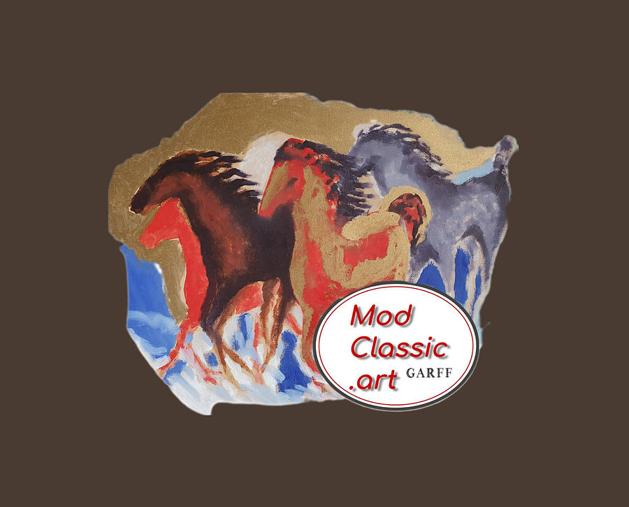 Five Horses ModClassic Art Painting by Enrico Garff