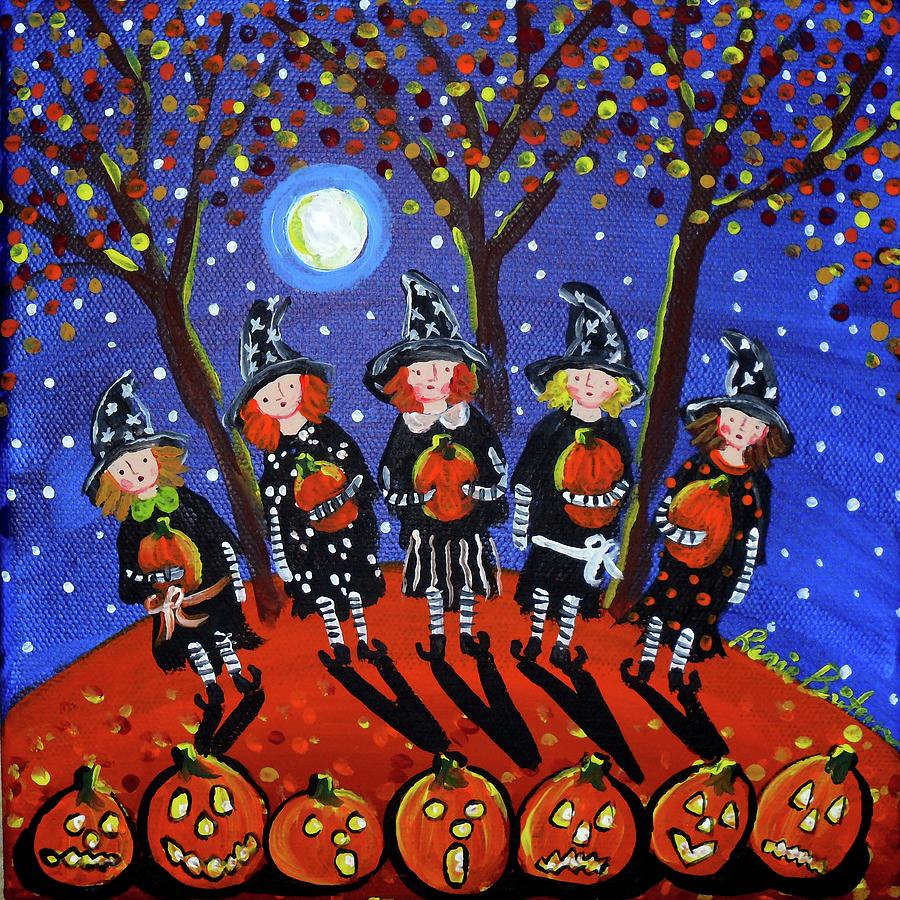 Five Little Witches Painting