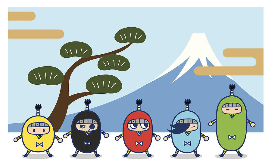 Five ninja Drawing by Taichi_k