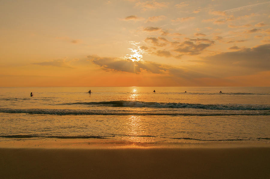 Five Surfers at Sunrise Photograph by John Quinn