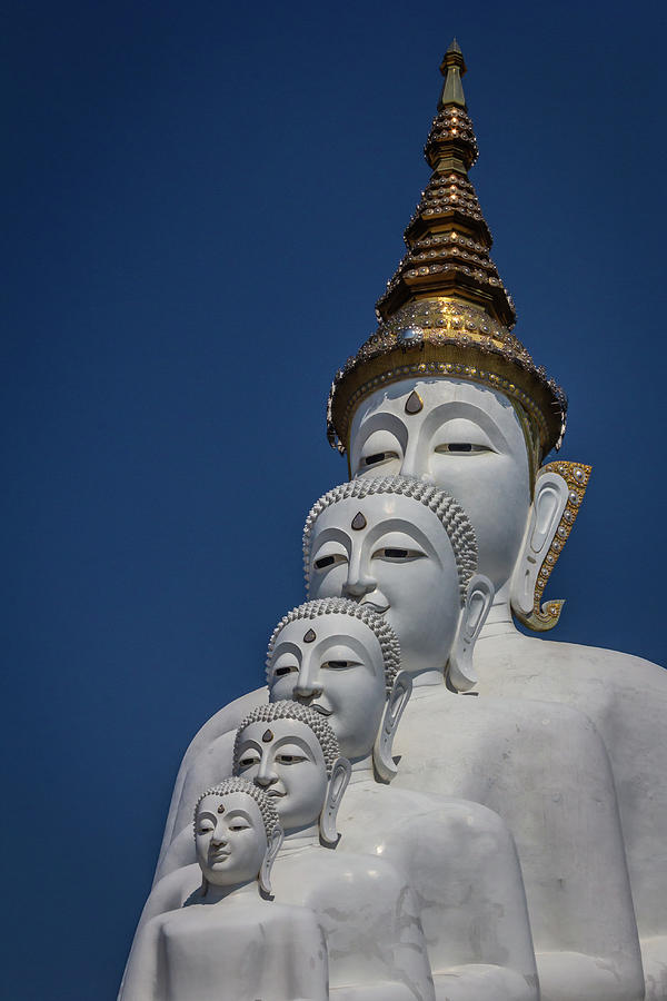 Five white Buddha statues at Wat Pha Sorn Kaew, Photograph by Kevin ...