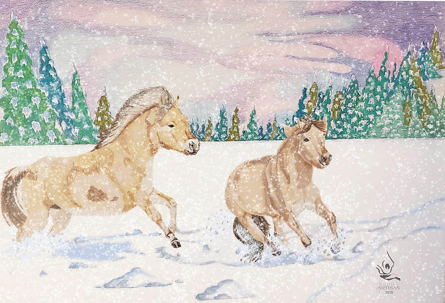 Fjord Horses Drawing by Equus Artisan